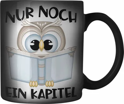 Produktbild von Trendation - Leseratte Geschenk Farbwechsel Zauber-Tasse Nur Noch Ein Kapitel Bücher Lesen Bücherwurm Geschenk Spruch Lesen (Schwarz)