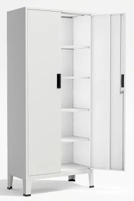 Produktbild von Aktenschrank,180 x 80 x 40 Metall Aktenschrank Abschließbar mit 2 Türen,Mehrzweckschrank mit 5 Ebenen,Mehrzweckschrank mit verstellbare Ablagen Weiß