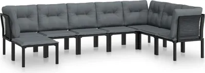 Produktbild von vidaXL 8-tlg. Garten-Lounge-Set Schwarz und Grau Poly Rattan