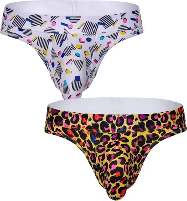 Produktbild von SUKREW - Herren Thongs Unterwäsche - Classic Thong Vorteilspack 1x Poppin + 1x Wild - Größe L
