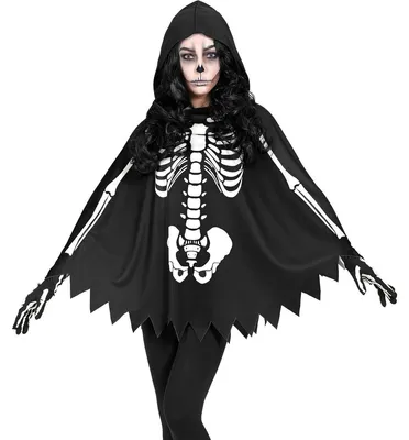 Produktbild von Halloween Skelett Umhang mit Kapuze