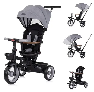 Obrázok produktu pre Chipolino trojkolka, Trojkolka Urban riadidlá so svetlom, skladacie, otočné sedadlo, sivý košík