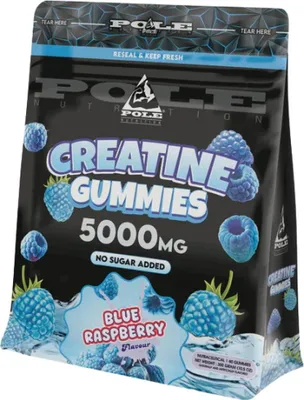 Productafbeelding van Pole Nutrition | Creatine Gummiebewerkjes, 5000 mg, blauwe frambozen smaak