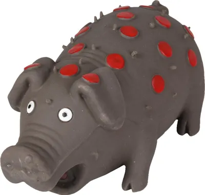 Image de Jouet pour chien Flamingo : cochon en latex à pois, dimensions : 18 cm