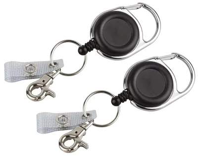 Produktbild von 2-teiliges JoJo-Schlüssel- und Ausweisetui mit Einzugsmechanismus – Lanyard für Kartenetui mit starker Feder, reißfester Kordel und Schlüsselring – Befestigung mit Gürtelclip und Karabinerhaken