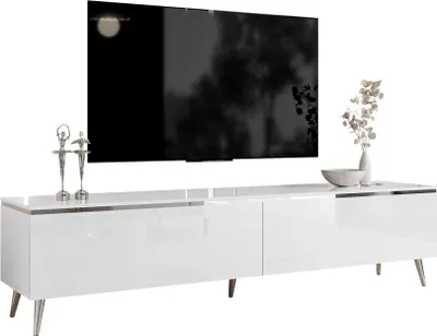 Produktbild von RTV-Schrank AURORA SILVER mit LED 180 cm auf schräge chrom Beinen