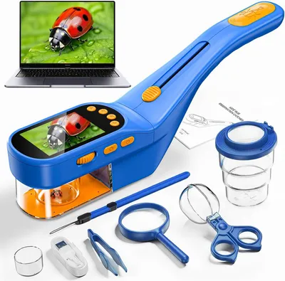 Productafbeelding van Insectenvanger 3-in-1 met microscoop en vergrootglas, blauw, voor kinderen