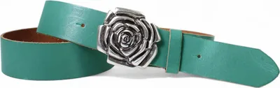Produktbild von Ledergürtel Damen Echtleder 4 cm, Rosen-Schnalle altsilber, Motiv, FRONHOFER