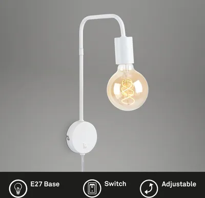 Produktbild von Wandleuchte Briloner Leseleuchte Weiß Bettlampe Wandlampe mit Steckerzuleitung