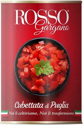 Obrázek produktu pro Rosso Gargano Loupaná rajčata krájená v rajčatové šťávě (400g), 57358