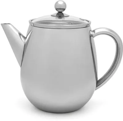 Produktbild von Famanu Teekanne Doppelwandig - 1,1 Liter - Edelstahlfilter - Tropffrei Ausgießen