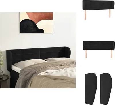 Produktbild von vidaXL Kopfteil mit Ohren Schwarz 147x23x78/88 cm Samt -  Kopf- & Fußenden