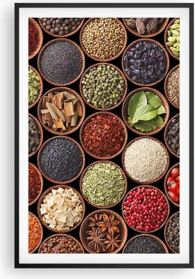 Produktbild von Gerahmtes Poster - Schwarzer Rahmen - Gewürz Küche - 61x91,5 cm - Wand Bild - Wanddeko - Wandbilder - Kunstposter - Wandposter - Bilderrahmen - Bilder - Kunstdruck - Wandbild - P2BPA61x91-3600
