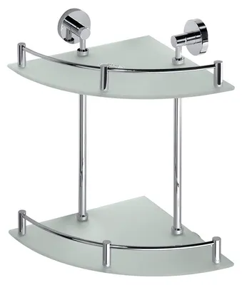 Produktbild von Bemeta Omega Eck-Doppelglasregal 400 mm sandgestrahltes Glas/Chrom