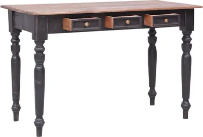 Zdjęcie produktu dla Biurko z 3 szufladami, 117 x 57 x 75 cm, lite drewno mahoniowe