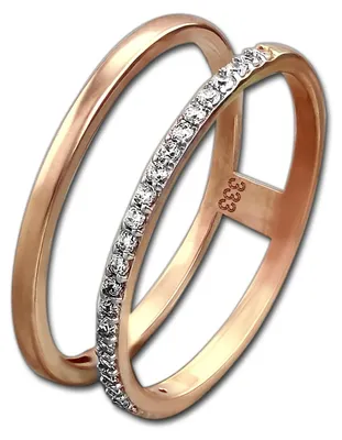 Image de Bague double en or rose 333, taille 54, or 8 carats, avec zircone, modèle D3GDR505E54