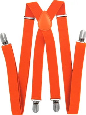 Immagine prodotto di axy® Bretelle arancioni da uomo larghe 2,5 cm con 4 robuste clip a forma di X regolabili in lunghezza per matrimonio e lavoro