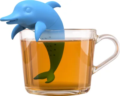 Produktbild von Winkee - Cute Animal Teesieb Delfin | Tee Ei für losen Tee | Tea Infuser lustig | Teesieb für Tasse | Gewürzsieb Silikon