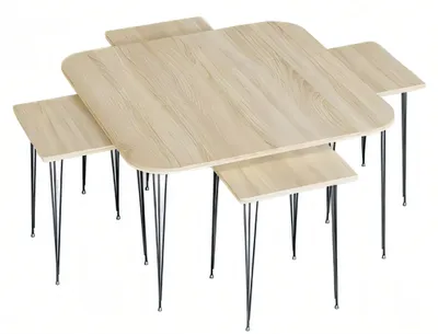 Produktbild von Eleganter brauner Holztisch mit Beistelltischen im modernen Design