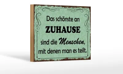 Produktbild von Holzschild Spruch 18x12cm das schönste an Zuhause sind