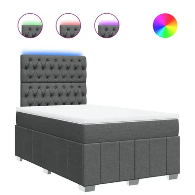 Image de vidaXL Lit boxspring avec matelas gris foncé 120x190 cm Tissu