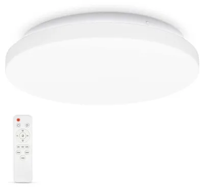 Image de B.K.Licht plafonnier LED salle de bain Ø288mm 12W IP44, 1200lm, dimmable avec télécommande, CCT 3000–6500K blanc chaud-neutre-froid, veilleuse & minuterie