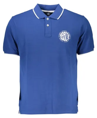 Produktbild von Herrenpolo Blau mit Kontrastdetails und Print – Kurzarm, 2 Knöpfe