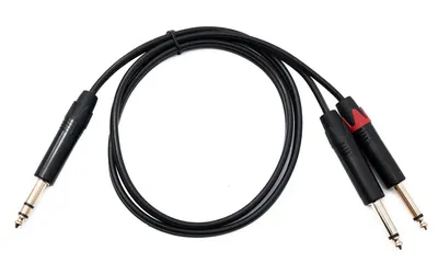 Obrázok produktu pre SYSTEM-S Audio Y jack kábel 100 cm 2x 6,35 mm 2-pinový konektor na 1x konektor AUX adaptér