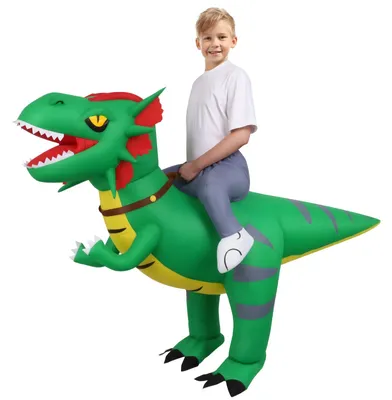 Aufblasbares Dino-Kostüm für Kinder, grün, 120-150 cm