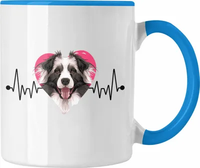 Produktbild von Trendation - Border Collies Besitzer Tasse Geschenk Lustiger Spruch Geschenkidee Herzschlag Border Collies (Blau)