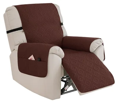 Produktbild von Sofaschutz 1 Sitzer 232x63 cm - Wasserdichter - Rutschfester Sofaüberwurf mit Seitentaschen - Möbel Schutzbezug für Sofa Wohnzimmer - Dunkelbraun