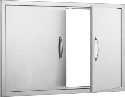 Immagine prodotto di SucceBuy 915x610 mm Doppia porta di accesso al barbecue, porta verticale a incasso in acciaio inox con maniglie, porta per cucina esterna per isola BBQ e stazione grill
