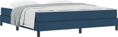 Image de Lit à ressorts avec matelas Bleu 180 x 200 cm tissu
