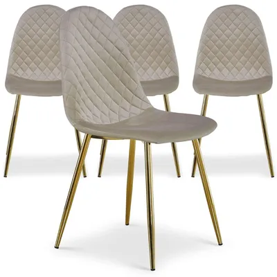 Image de MENZZO Lot de 4 chaises matelassées Norway Velours Taupe