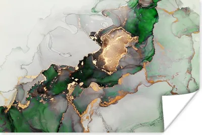 Produktbild von MuchoWow® Poster Marmor - Gold - Grün - Luxus 60x40 cm - Schlafzimmerdekoration