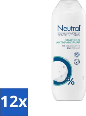 Productafbeelding van Neutrale shampoo – Geschikt voor de gevoelige huid – Tegen roos – 0% kleurstoffen en parfum – 250 ml - Voordeelverpakking - 12 stuks