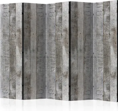 Produktbild von 5-teiliger Einseitiger Vlies Paravent - Concrete Timber II 225x172 cm Muster f-C-0330-z-c