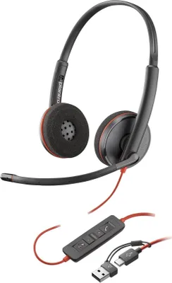 Image de HP Blackwire 3220 Casque stéréo USB-C + adaptateur USB-C/A, 8X228AA