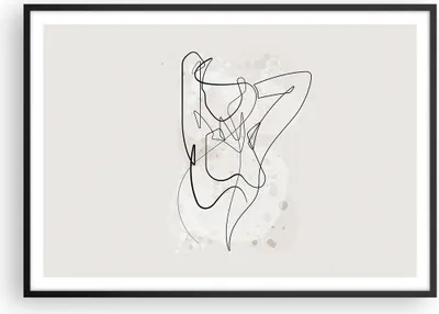 Produktbild von Gerahmtes Poster - Schwarzer Rahmen - Linie Frau Linie - 100x70 cm - Wand Bild - Wanddeko - Wandbilder - Kunstposter - Wandposter - Bilderrahmen - Bilder - Kunstdruck - P2BAA100x70-5119