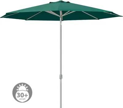 Produktbild von Sonnenschirm 3,5m rund grün Garten Balkon knickbar mit Kurbel UV-Schutz Gestell silber paramondo interpara