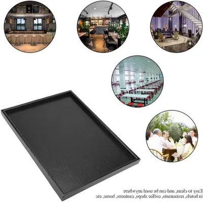Holz Teetablett Schwarz Rechteckig 40 x 30 cm für Kaffee, Snacks und Mahlzeiten