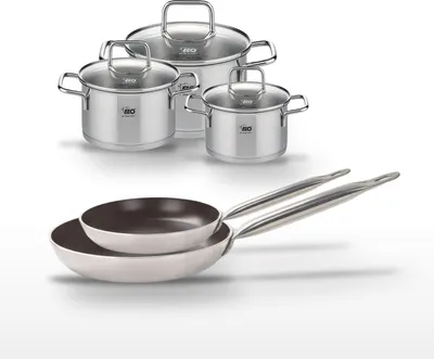 Image de Lot de 2 Poêles 24/28 cm et 3 Faitouts 14/16/20 cm Elo Bistro Line