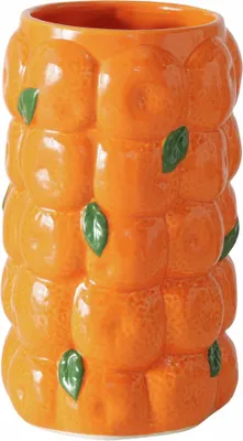 Produktbild von Boltze Vase aus glasierter Keramik in Orange mit 3D Optik, 26,5 cm Höhe