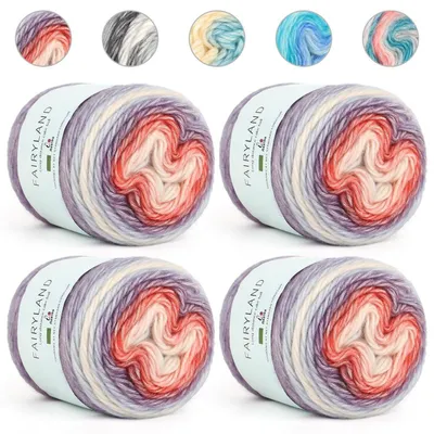 Zdjęcie produktu dla Nici gradientowe, 400g, 980m, skład: bawełna/akryl/wełna, kolor: różowo-fioletowy