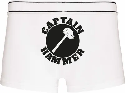 Produktbild von Boxershorts - Mann - Boxer-0052-man-white-h-XL - weiß - XL - hinten - Captain Hammer - lustiges Motiv - Spruch - Unterwäsche - Unterhose - Freizeit - lustig