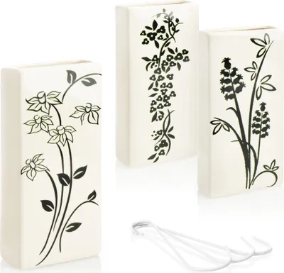 Produktbild von com-four® 3x Luftbefeuchter aus Keramik - Heizkörper-Verdunster zum Befeuchten der Raumluft - Wasserverdunster mit S-Förmigen Haken Heizungsverdunster mit Blumen-Motiven