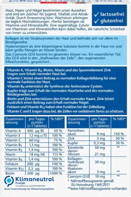 A product information sheet with text and a table of ingredients.