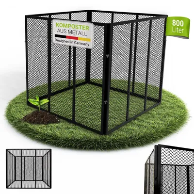 Produktbild von Juskys Metall Komposter 800 L, stabil, wetterfest & kompaktes Stecksystem – Schwarz