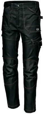 Immagine prodotto di Pantaloni da lavoro Sir Safety GEMINI da uomo in tela elasticizzata con rinforzi in Cordura sulle ginocchia, nero, taglia 44, nero