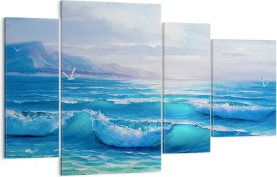 Produktbild von Bild auf Leinwand - Leinwandbild - Meer Welle Möwe - 120x70cm - Wand Bild - Wanddeko - Wandbilder - Leinwanddruck - Bilder - Kunstdruck - Wanddekoration - Leinwand bilder - Wandkunst - DL120x70-4033